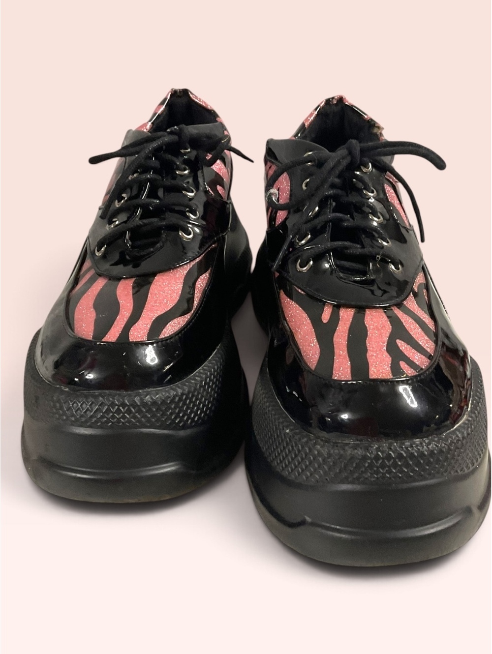 Women's Lamoda Chunks Platform Sneaker Pink Zebra Stripe Pattern Size EU 38/US 7